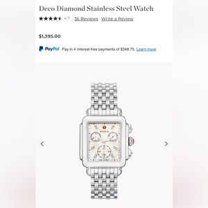 Michele Deco Diamond Stainless Steel Watch - mother of pearl face